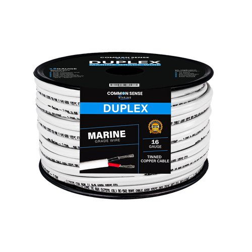 16 Gauge 2 Conductor Marine Wire - 150 ft Duplex Round Marine Grade Wire Tinned Copper Oxygen-Free Insulated - 16/2 AWG UL 1426 Standard PVC Wire for Boat, Automotive, Speakers, Camper & Trailers