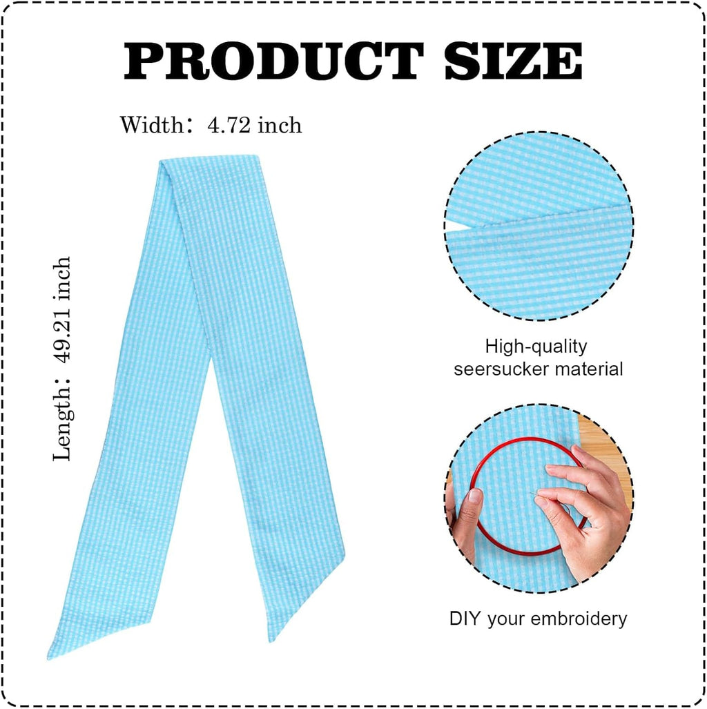 Skiennix Blue Gingham Wreath Sash - 5.12" Wide x 54.33" for Baby Shower & Summer Decor