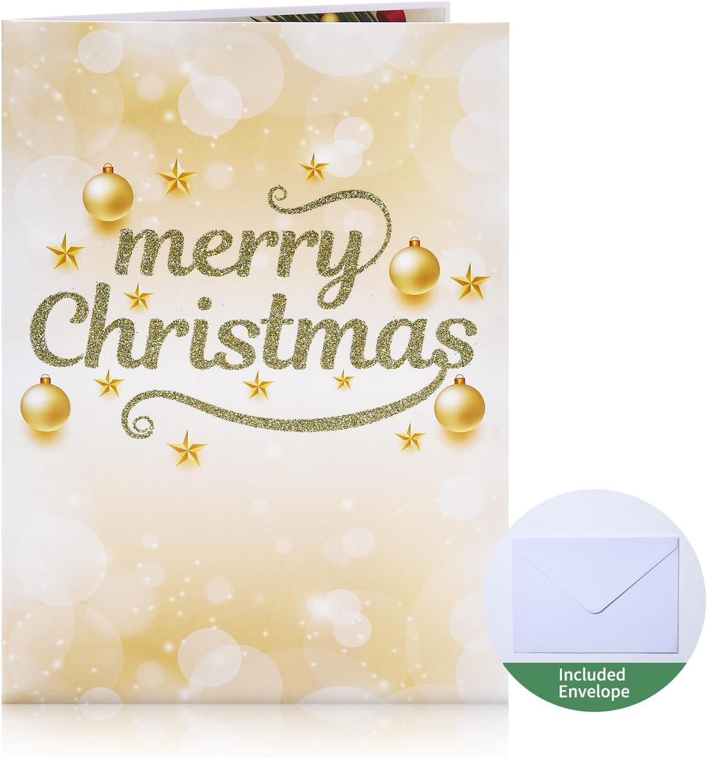 Venhoo Christmas Pop-Up Cards - 3D Musical Greeting Card with Light & Envelopes | Christmas Tree Design