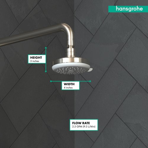 hansgrohe 100 Showerhead E 3-Jet, 2.5 GPM
