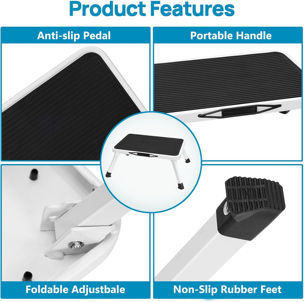 Simple Deluxe Foldable Step Stool - Heavy Duty Non-Slip Foot Stool for Home & Kitchen | 330 Lbs Capacity