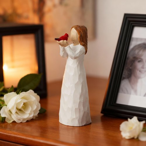 JQKBST Angel Cardinal Figurines Gift for Women, Messenger, Sympathy Gifts for Loss of Loved One, Sculpted Hand-Painted Figure Statue Home Decor