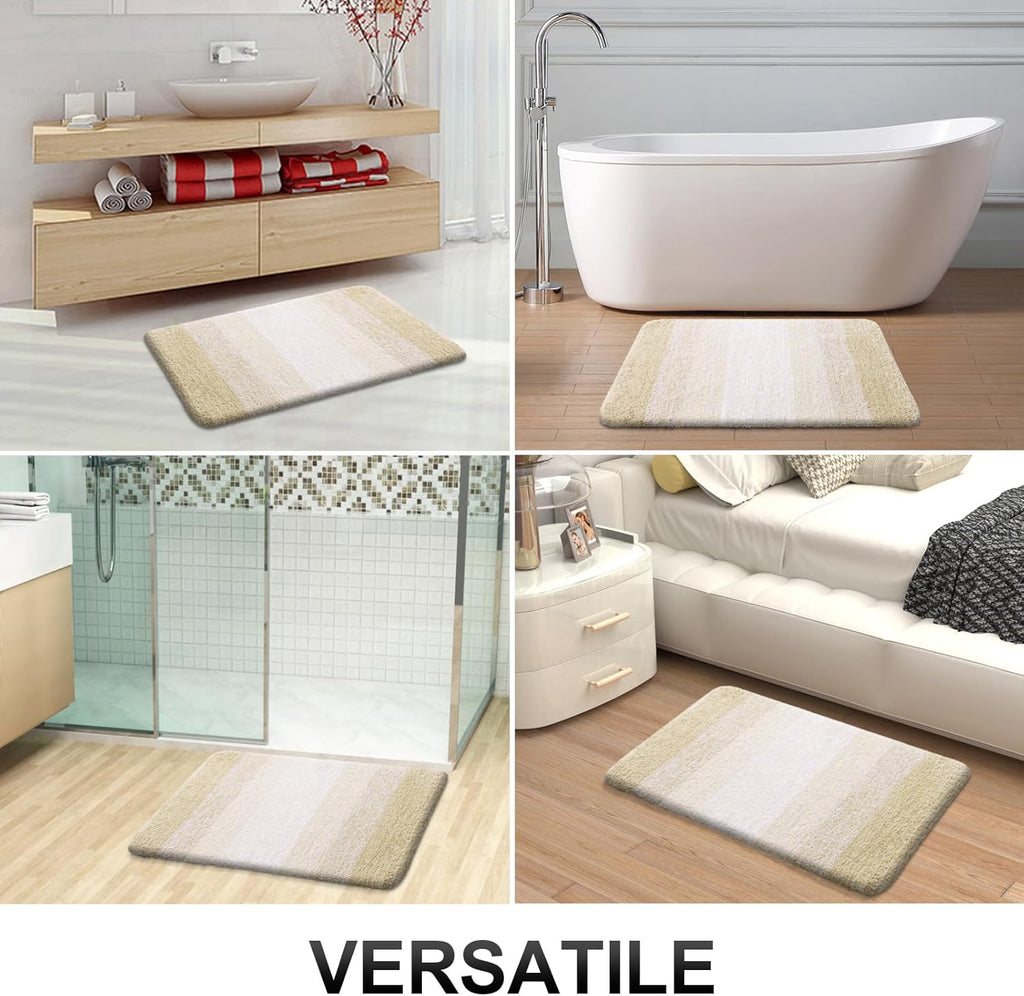 OLANLY Bathroom Rugs Mat - Extra Soft Microfiber, Quick Dry & Washable - 24x16 Light Beige