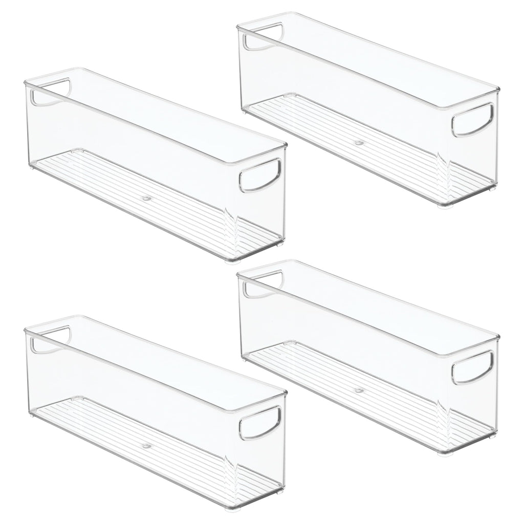 iDesign Small Stackable Storage Bins with Handles, Set of 4, Clear