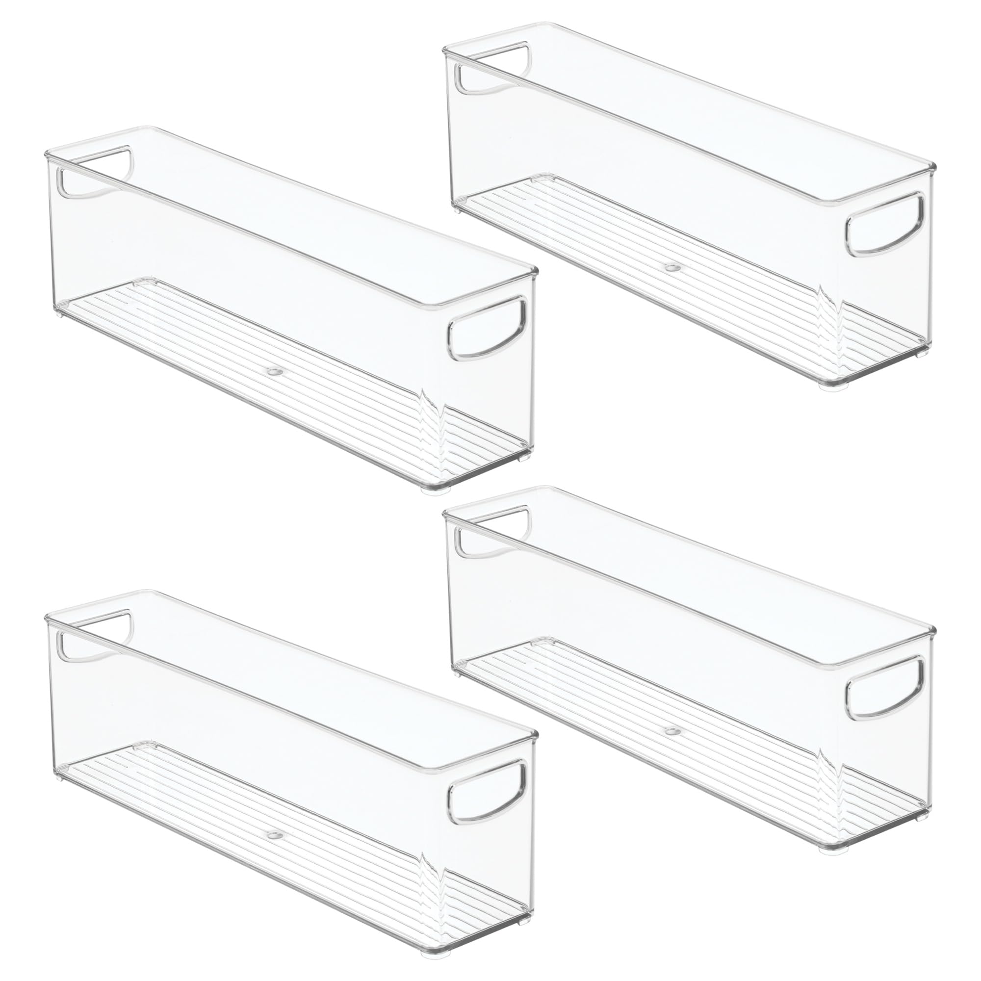 iDesign Small Stackable Storage Bins with Handles, Set of 4, Clear