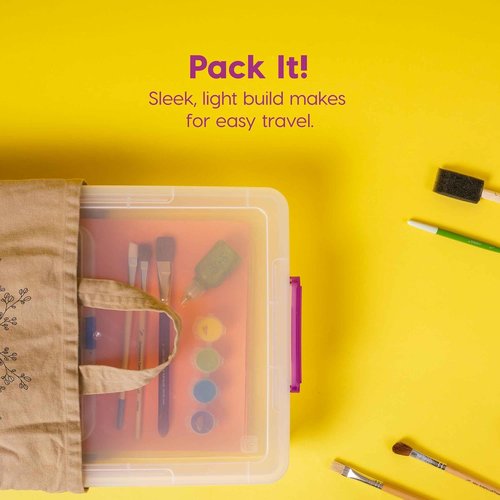IRIS USA Craft Storage Container Bins - 6 Qt. Clear Organizer Tote with Lids | Stackable & Secure for Art & Office Supplies