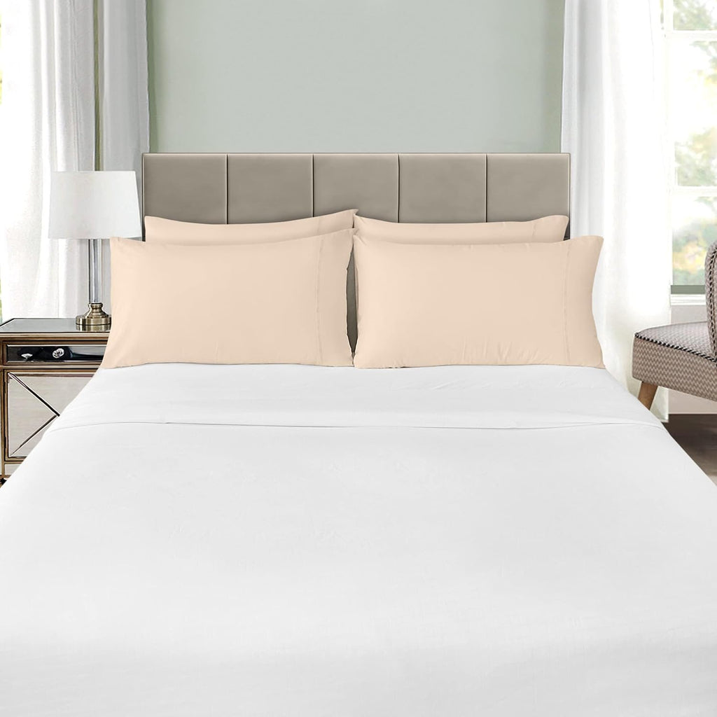 Utopia Bedding Standard Pillow Cases - Soft Brushed Microfiber - 4 Pack, 20 X 26 Inches | Fade & Shrinkage Resistant, Beige