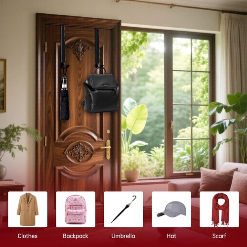 DZZ Black Wreath Hanger,Door Hook for Wreath,Adjustable Wreath Hanger-Length from 15 to 25 Inches,20 Lb D. Capacity,for Front Door Decor Larger Christmas Decorations Hook