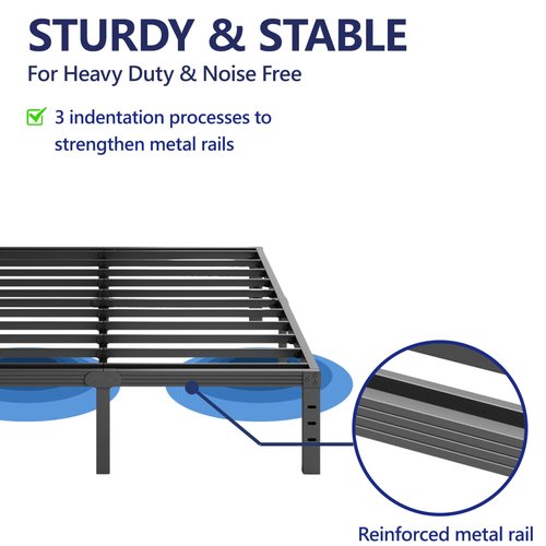 Furnitui 12 Inch High Metal Queen Bed Frame, Platform Bed Frame Queen Size No Box Spring Needed, Easy Assembly, Noise Free, Sturdy, Black