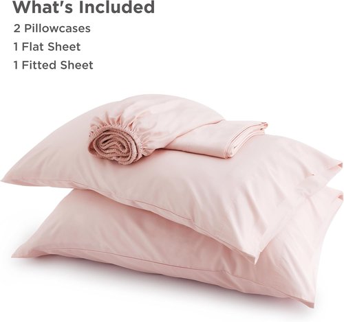 Bedsure Cooling California King Sheet Set - Breathable Bamboo Rayon, Soft & Luxurious, Deep Pocket, Pink