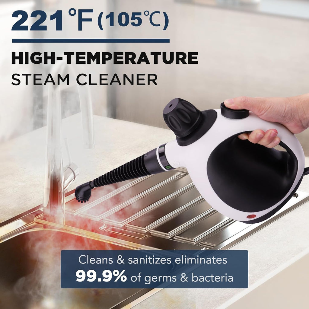 Skiennix Handheld Steam Cleaner - Portable Upholstery Steamer with 10 Accessories & Safety Lock