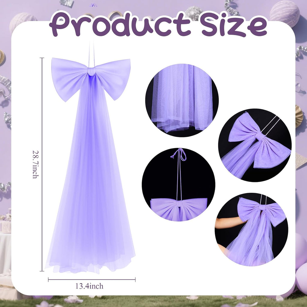 Zeyune Giant Purple Bow Wall Decor - 13.4 x 28.7 Inch Ribbon for Birthday, Wedding & Baby Showers
