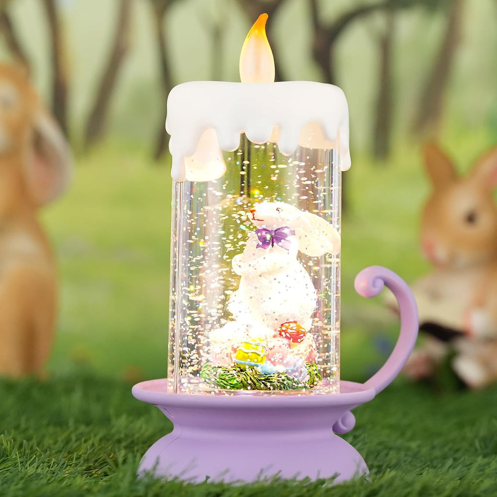 Regine Switzerland Easter Snow Globe Lantern - Swirling Glitter, USB & Battery Operated, Perfect for Spring Decor