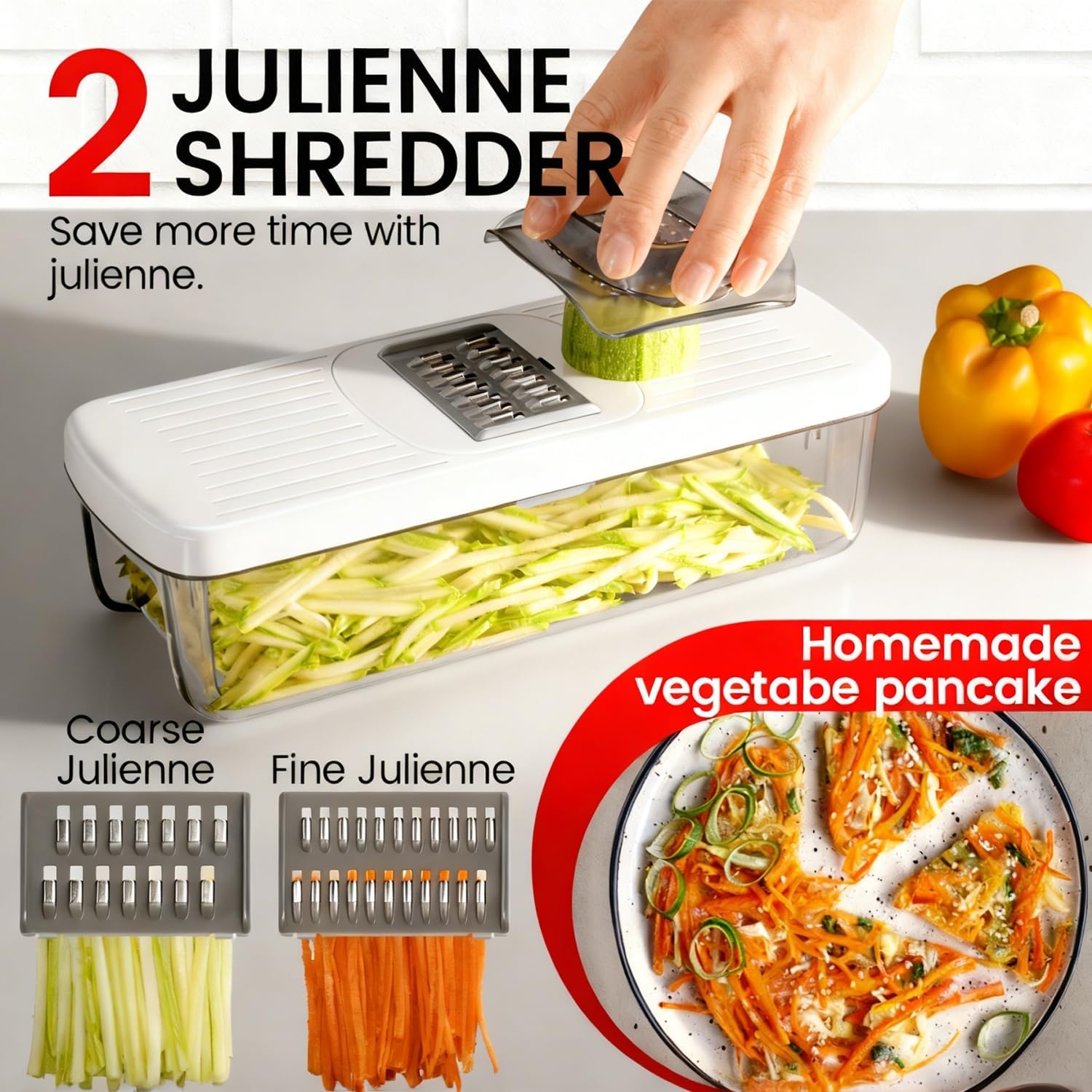 Skiennix 8-in-1 Vegetable Chopper Mandoline Slicer - 8 Blades for Easy Onion, Veggie & Fruit Cutting