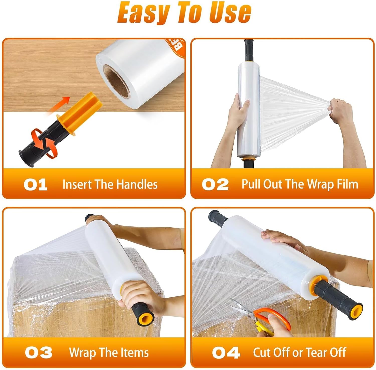 Stretch Film Shrink Wrap - Industrial Strength Plastic Wrap for Moving Supplies | 15 Inch, 1000ft, 2 Pack
