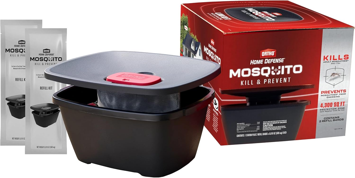 Ortho Home Defense Mosquito Killer - Silent, Easy-to-Use Protection for Up to 4,300 Sq. Ft. | 1 Station & 2 Bands