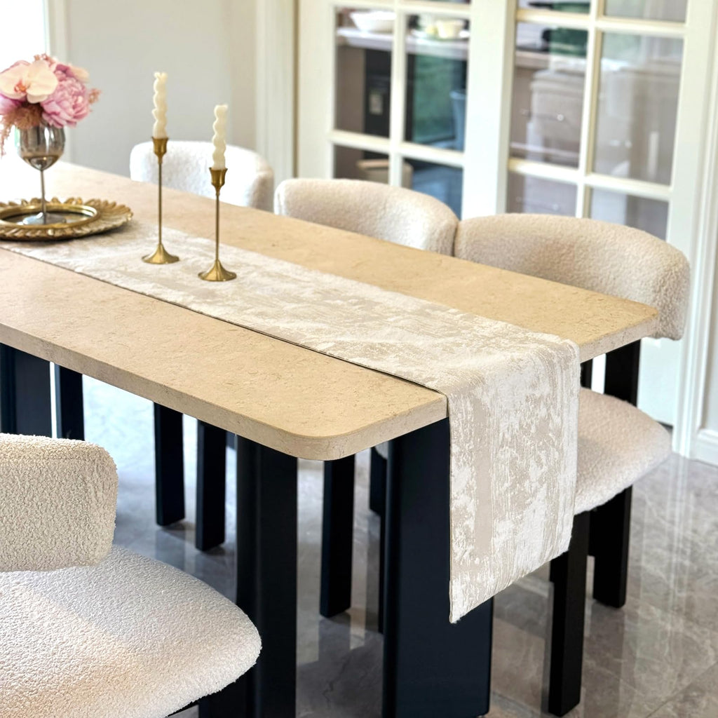 ZIWUROAD Beige Table Runner, Cotton Polyester Kitchen Dining Table Decoration for Fall Home Decor 12x90 Inch