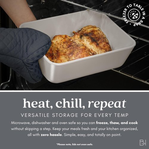 Crema Ceramic Coated Glass Food Storage Containers - Non-Toxic, BPA-Free | 10-Piece Meal Prep Set