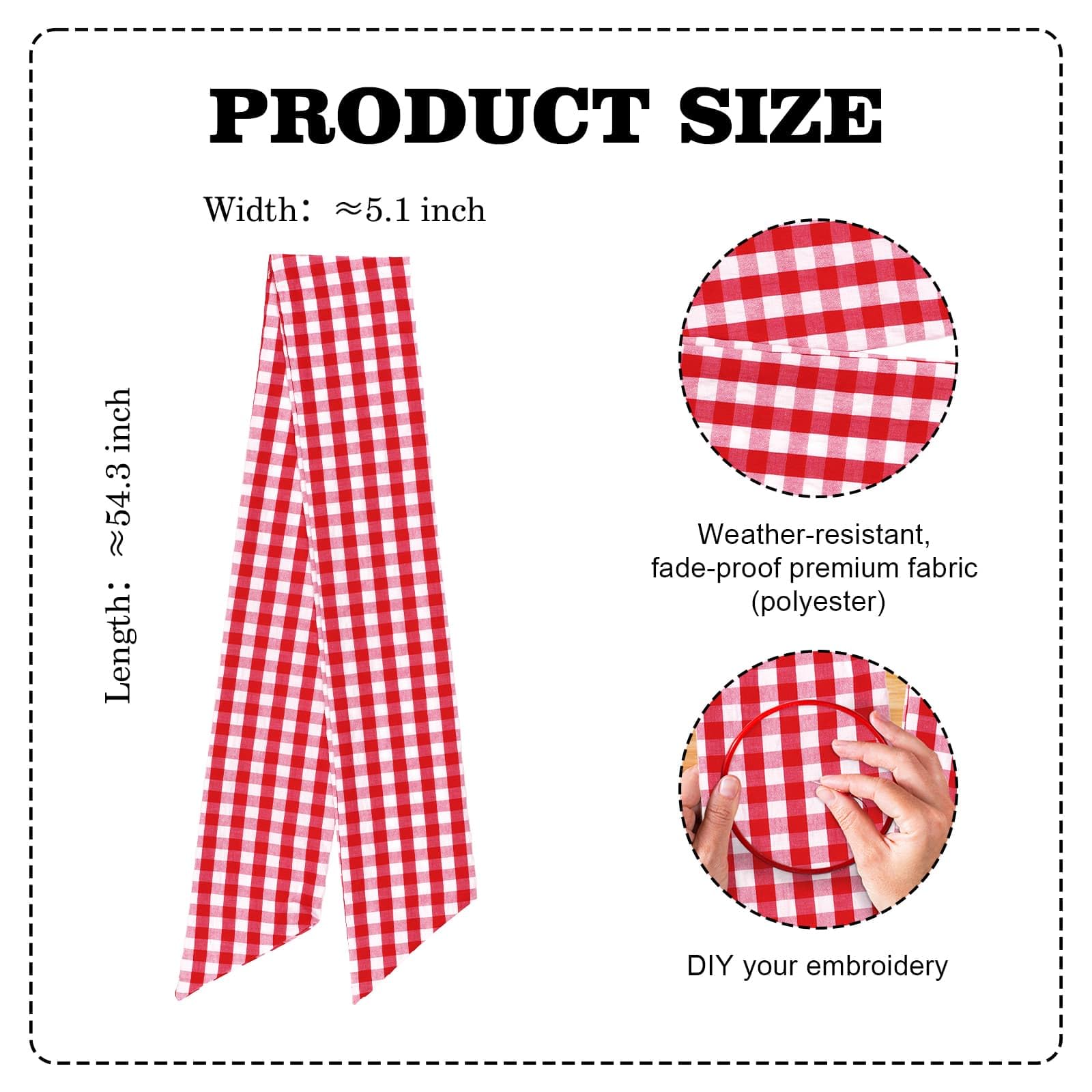 NUVCELKA Red White Plaid Wreath Sash Front Door Decoration, Blank Sash Christmas Valentine Wedding Holiday Party Bow Ribbon Accessories Indoor Outdoor Farmhouse Home Decor