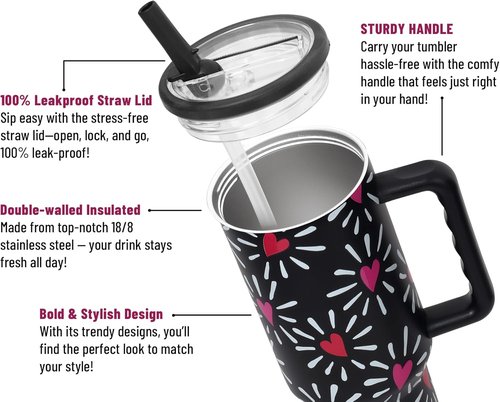 DLOCCOLD 40 oz Insulated Tumbler - Leak Resistant, Car Cup Holder Friendly, Modern Design