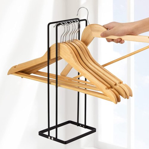 EASTTOWEST Hanger Organizer - Sturdy Black Carbon Steel Rack Holds 110 Wire Hangers | Ideal for Closet & Laundry Room