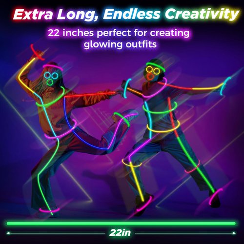Glow Sticks 100Pcs | 22-Inch Glow In The Dark Party Supplies - 9 Hours of Fun for Kids