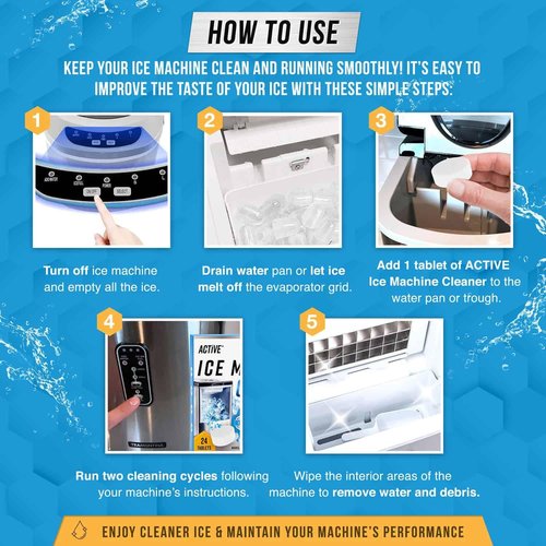 ACTIVE Ice Machine Cleaner - 24 Safe Descaling Tablets for Frigidaire, Opal, GE Profile & Kitchenaid | 1-Year Supply