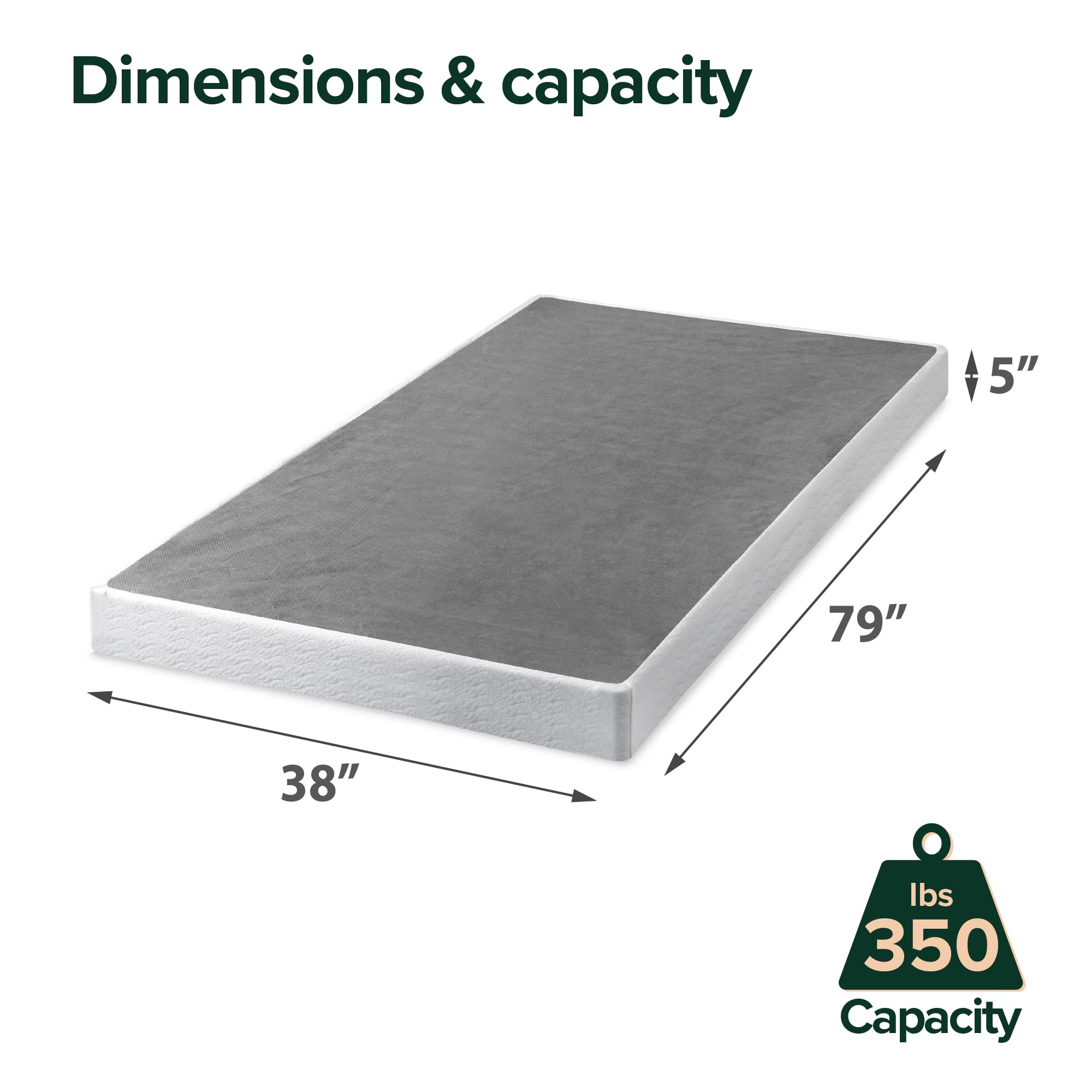 ZINUS 5 Inch Twin XL Metal Smart Box Spring with Quick Assembly, Mattress Foundation, Strong Metal Frame, Easy Assembly