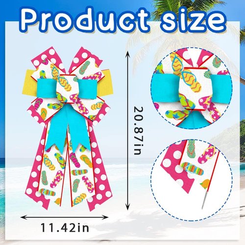 Hying Large Summer Slipper Bows - Red & Blue Wreath Bows for Spring/Summer Decor | Indoor/Outdoor Use