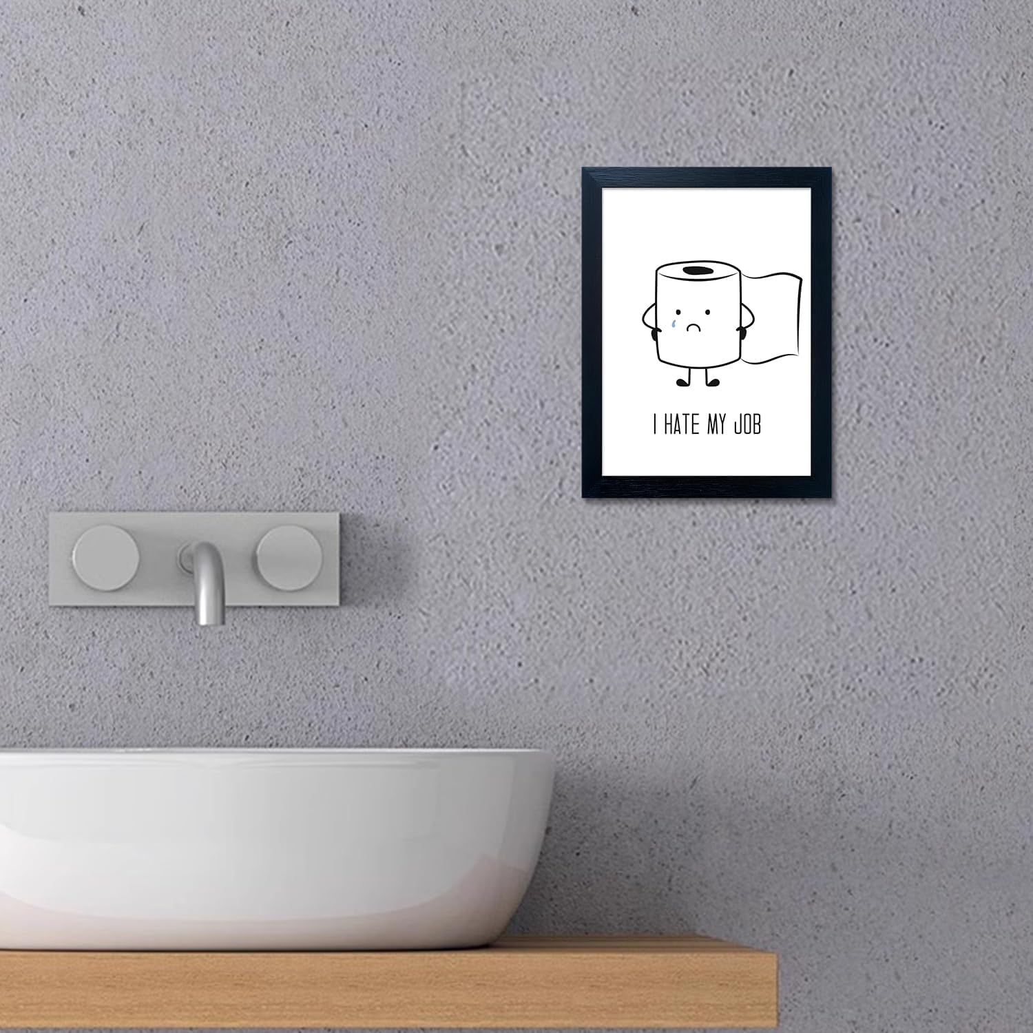 Regine Switzerland Black and White Bathroom Wall Art - Humorous Toilet Paper Canvas Print | Minimalist Decor