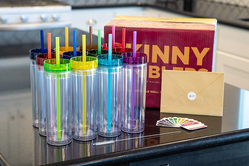 STRATA CUPS BUNDLE! 16 oz Colored Acrylic Tumblers (Set of 12) + 16 oz Matte Pastel Skinny Tumblers (Set of 12)