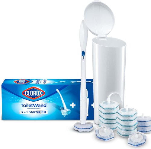Clorox ToiletWand Disposable Toilet Cleaning System - Essential Spring Cleaning Kit with 16 Scrubbing Pad Refills