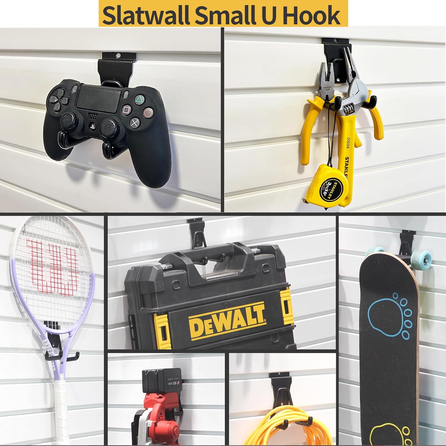 Proslat Heavy Duty Slatwall Hooks - 14 Pack Multi-Size Garage Wall Organizer for Efficient Storage