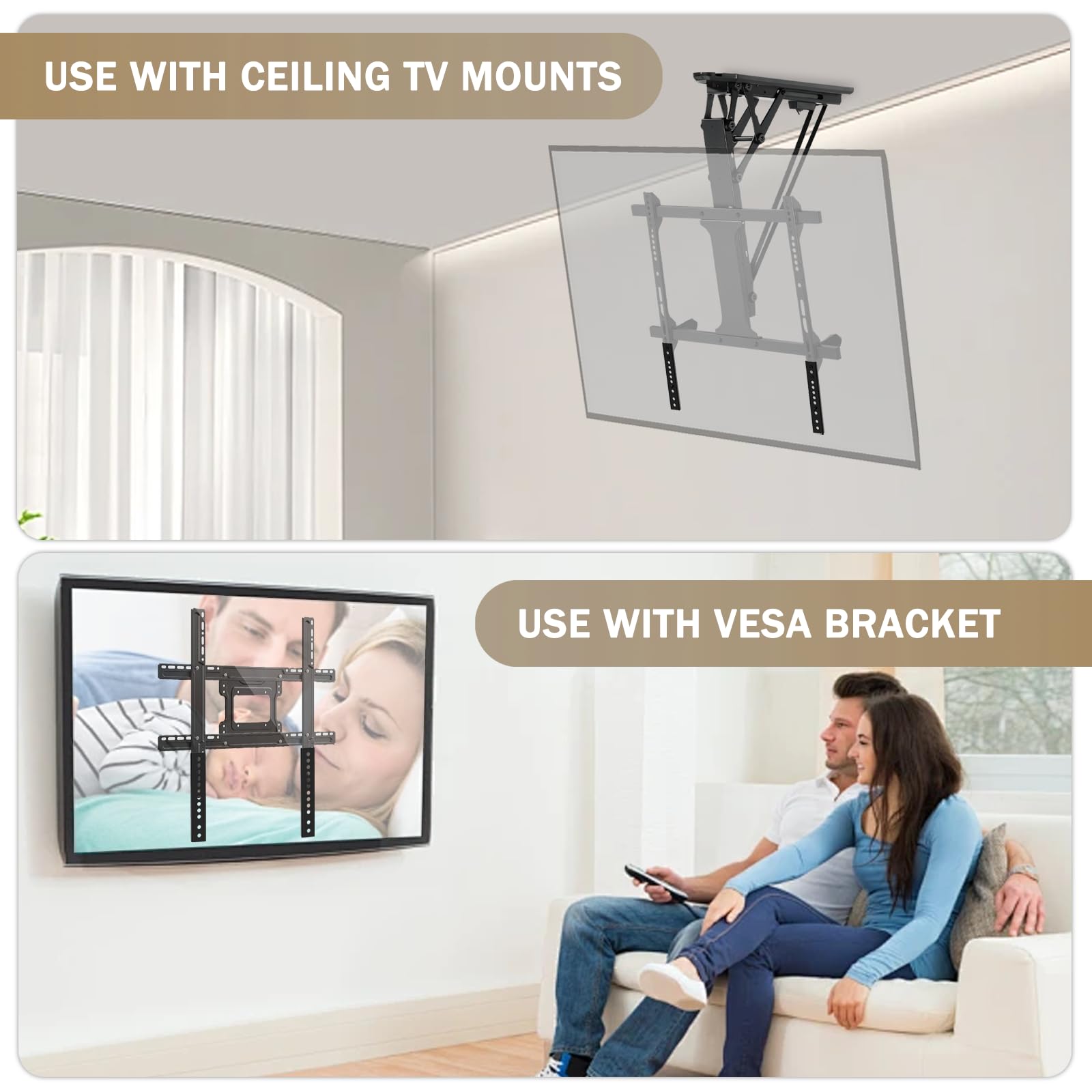 Vertical VESA Extender Plate Bracket Kit, TV Mount Extension Bracket Designed for Low VESA Pattern TV’s, Suitable for Use with Most VESA mounts and TV Ceiling Mount - 2 Brackets