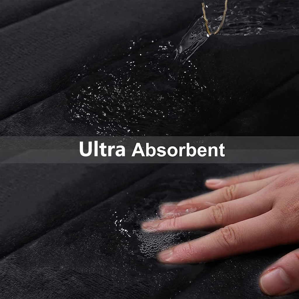 Buganda Memory Foam Bath Mat, 34" x 20", Ultra Soft and Non-Slip Bathroom Rugs, Water Absorbent and Machine Washable Bath Rug for Bathroom, Shower, and Tub, Black