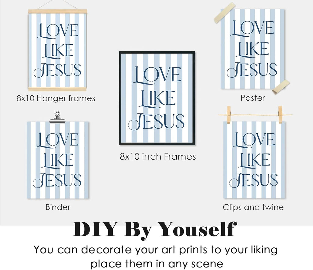 ULEGIE Coquette Bow Bible Poster Wall Art - Inspirational Jesus Decor for Teen Girls | 8x10 Inches Unframed Set of 4