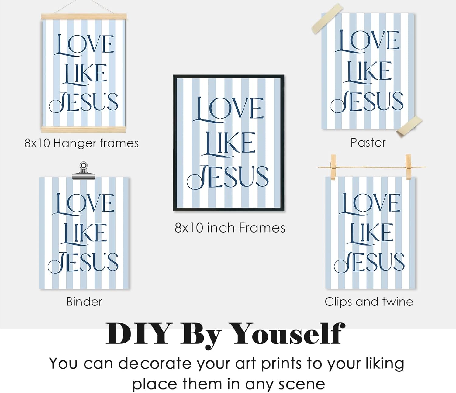 ULEGIE Coquette Bow Bible Poster Wall Art - Inspirational Jesus Decor for Teen Girls | 8x10 Inches Unframed Set of 4