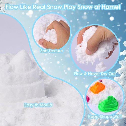 FIIOEOY Snow Sensory Bin - Play Sand Art Kit with Arctic Animal Figures | Winter Wonderland Toy for Kids Ages 3-8