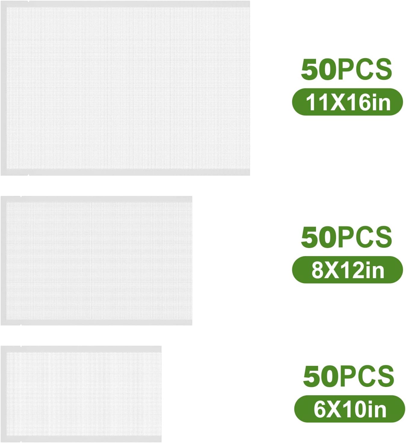 Vacuum Sealer Bags - 150 Precut Food Saver Seal Bags | BPA-Free, Puncture Resistant, 50 Gallon & More