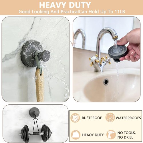 HiOKOU Wreath Hangers for Front Door Metal Suction Cup Hooks 2 Pack Removable Towel Hooks for Bathrooms Cup Hooks for Glass Window