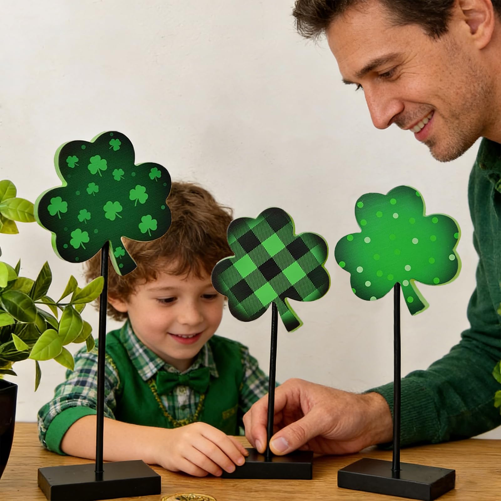 St Patricks Day Decorations Decor, Sharmrock Decorations, St. Patrick's Day Saint Patricks Day Decorations For Table Tiered Tray Decor, Wooden Shamrock Ornaments Lucky Irish Wood Sign For Home Indoor