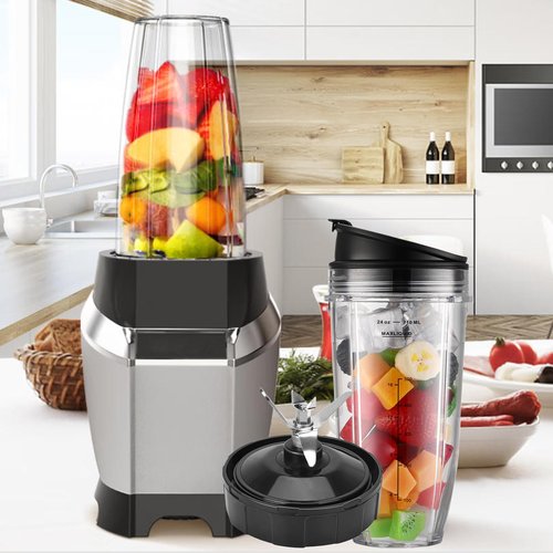 Blender Replacement Parts for Ninja, 24oz NinjavBlender Cups with To-Go Lids & 7 Fins Extractor Replacement Blade for Ninja Auto iQ Blenders BL480-30 BL642-30 BL682-30 BN401 BN751 BN801 BL2012 NN102