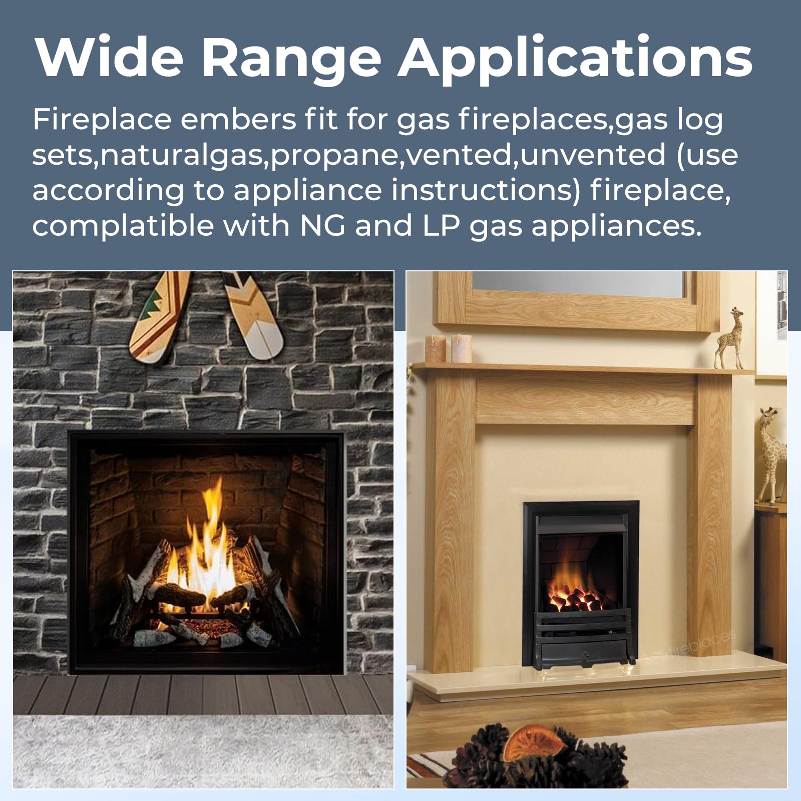 TOSRWGLL Gas Fireplace Glowing Embers,Rock Wool Embers for Indoor Gas Fireplace,Fireplace Embers for Gas Log Sets,Natural Gas,Propane,Vented,Unvented Fireplace, (6 Oz) Bag