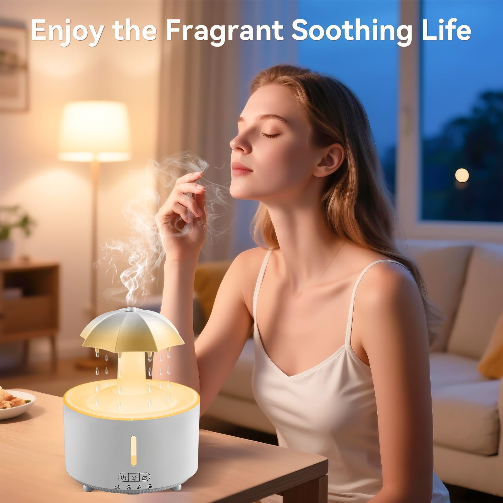 Missfly 300ml Cloud Shape Cool Mist Humidifier Diffuser, 360° Rotatable, Quiet Auto Safety Shutoff, Easy Refill Home Bedroom Office (White)
