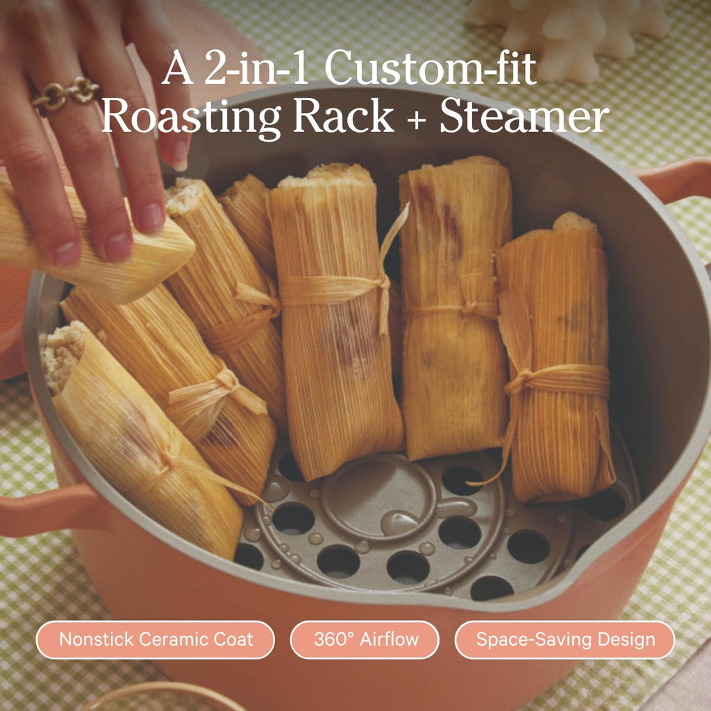Our Place Perfect Pot Roasting Rack - 2-in-1 Custom-Fit Steamer & Rack | Toxin-Free Ceramic | Char Color