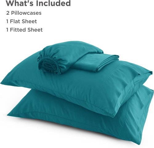 Bedsure Cooling California King Sheet Set - Breathable Rayon from Bamboo, Deep Pocket, Turquoise