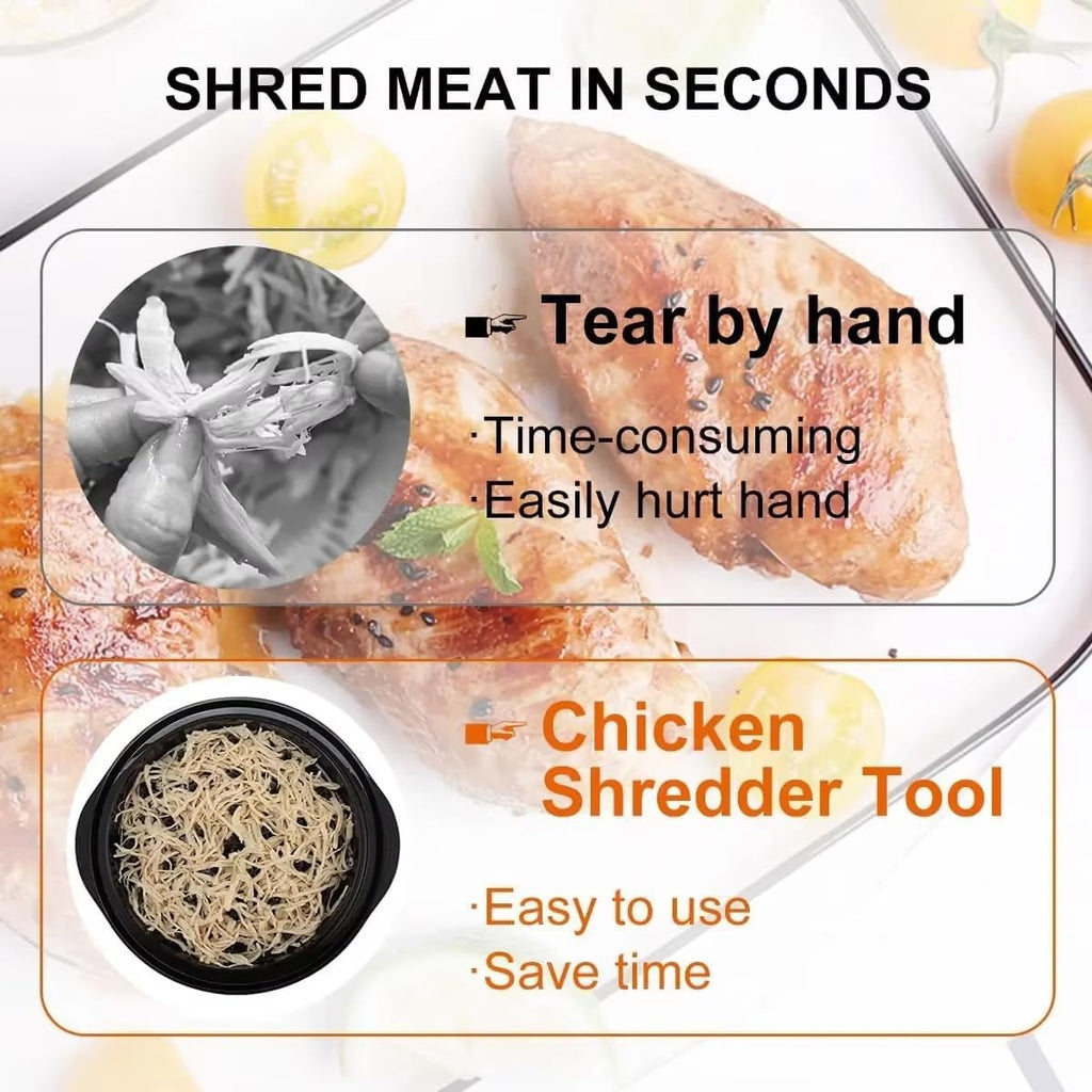 Azee Chicken Shredder - Ergonomic 8-Inch Tool for Effortless Meat Shredding | Easy to Clean, Black