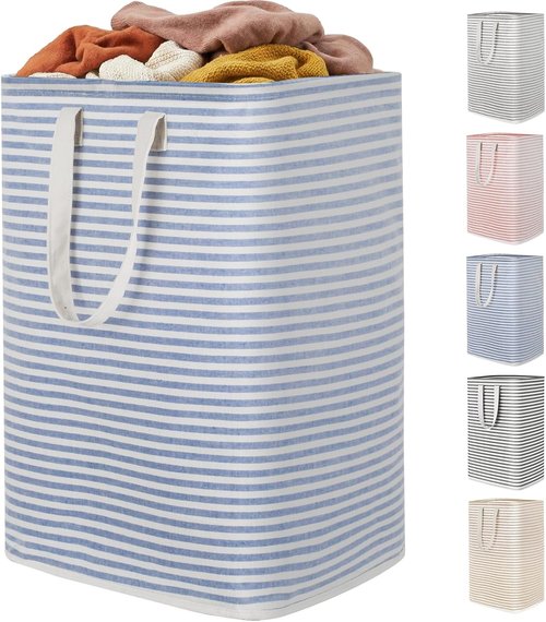 Lifewit 80L Collapsible Laundry Basket - Waterproof Clothes Hamper with Reinforced Handles | Blue