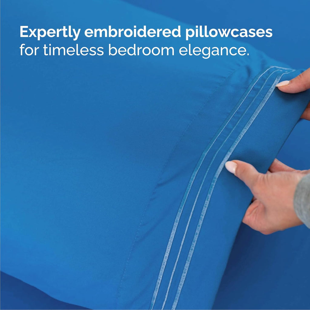 Queen Size 4-Piece Sheet Set | Skiennix Comfy Cooling Bed Sheets - Luxury Hotel Quality - Deep Pockets, Soft & Wrinkle-Free - Royal Blue
