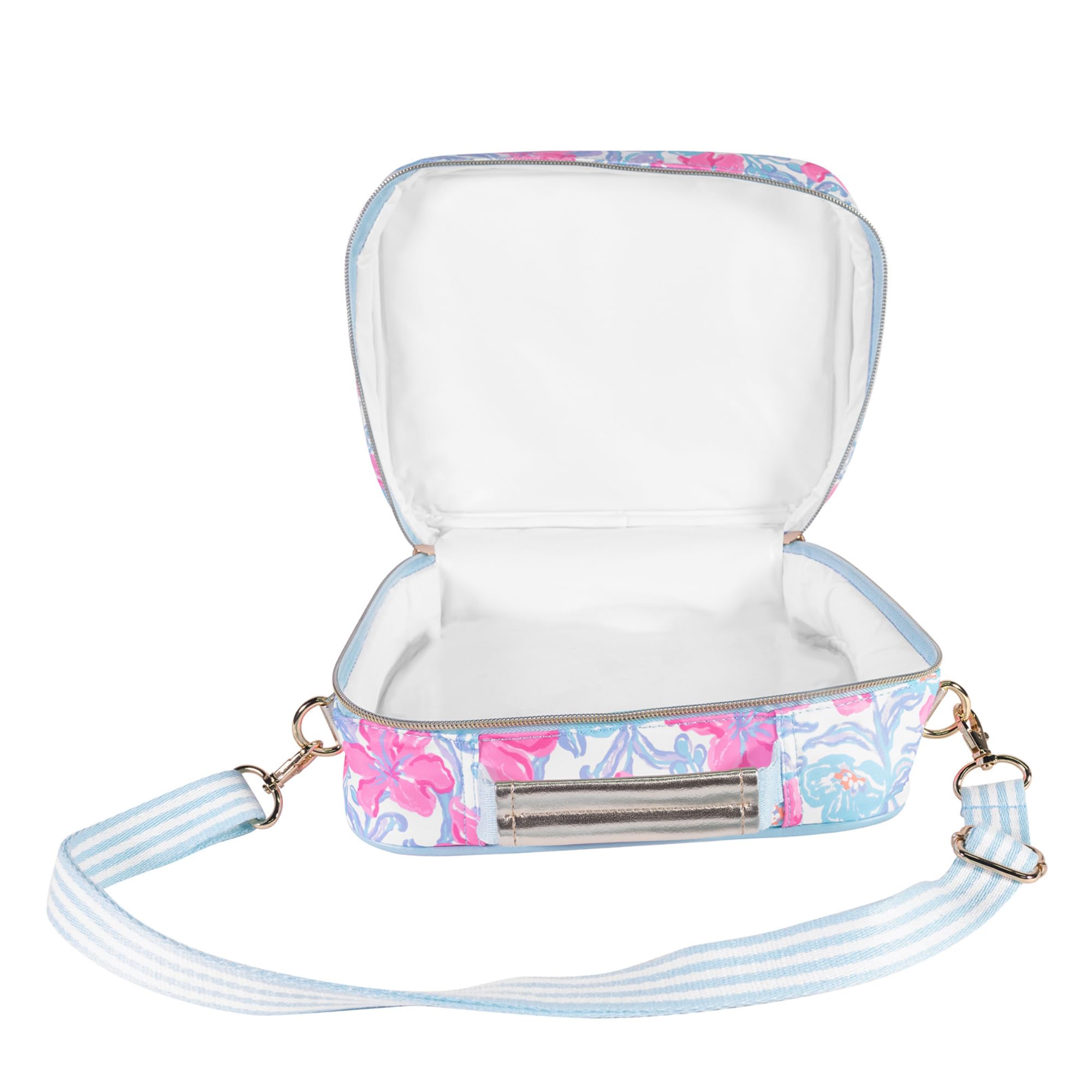 Lilly Pulitzer Insulated Lunch Box for Women, Cute Lunch Cooler Bag with Adjustable/Removable Shoulder Strap (Beachside Haven)